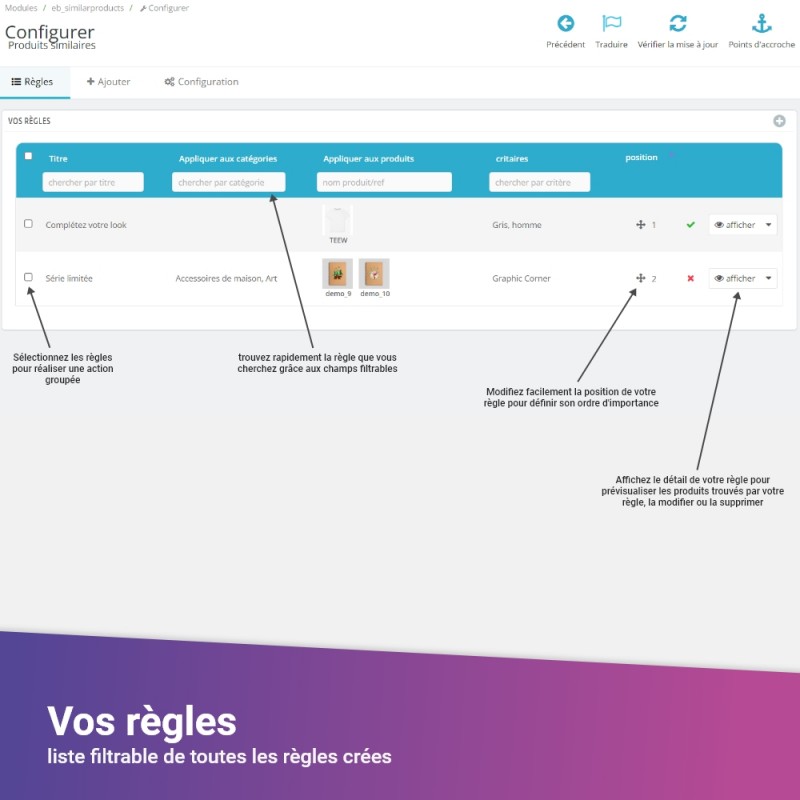 Cross selling products slider