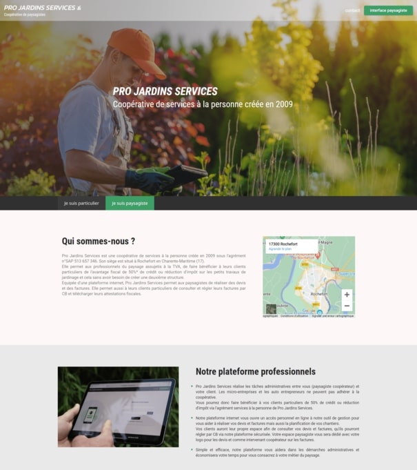Réalisation site Pro Jardins Services